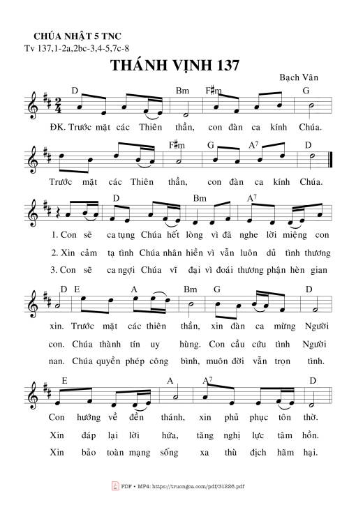 Thánh Vịnh 137, Chúa Nhật 5C Thường Niên