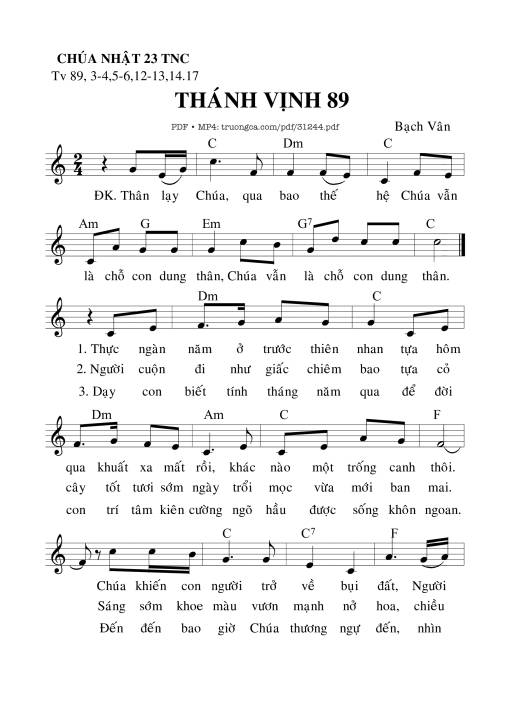 Thánh Vịnh 89, Chúa Nhật 23C Thường Niên
