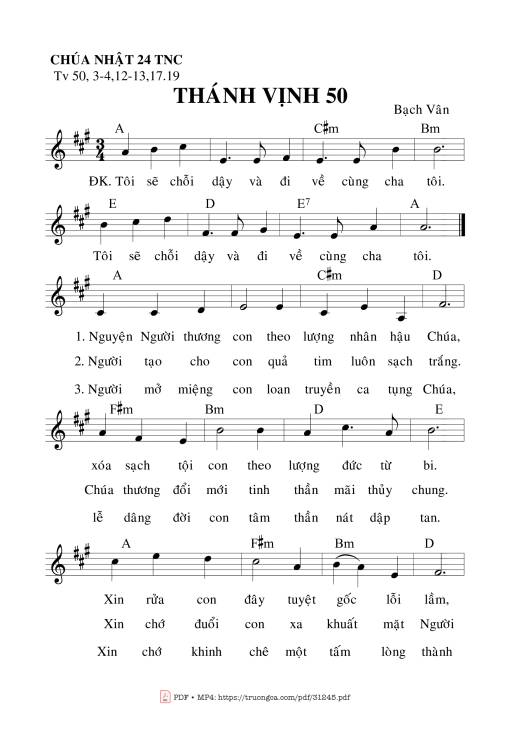 Sheet nhạc PDF bài Thánh Vịnh 50, Chúa Nhật 24C Thường Niên