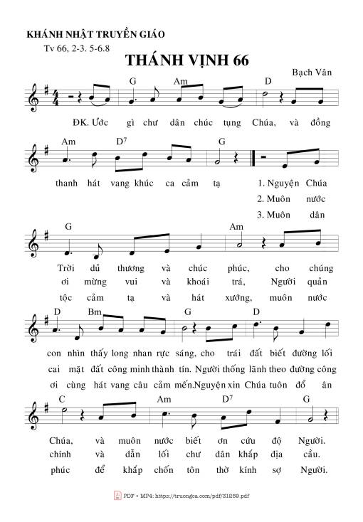 Sheet nhạc PDF bài Thánh Vịnh 66, Khánh Nhật Truyền Giáo