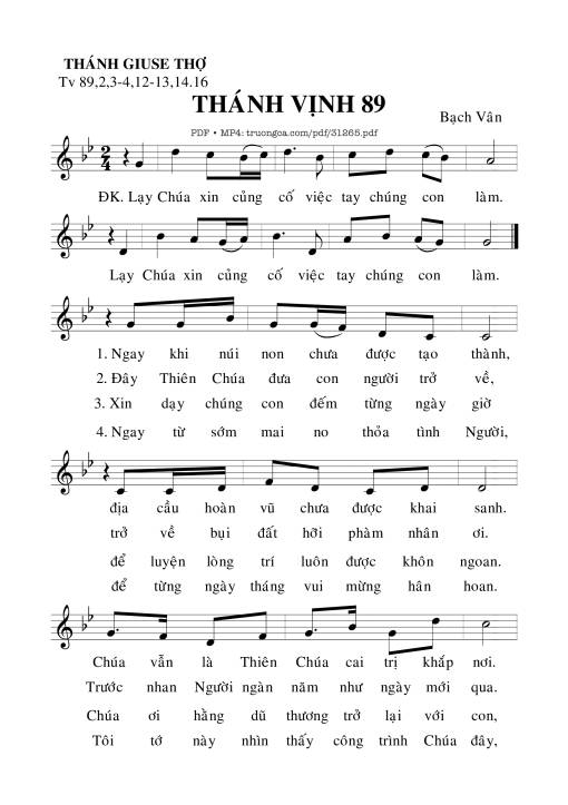 Sheet nhạc PDF bài Thánh Vịnh 89, Lễ Thánh Giuse Thợ