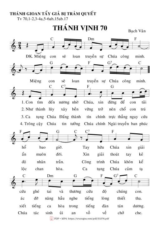 Sheet nhạc PDF bài Thánh Vịnh 70, Lễ Thánh Gioan Tẩy Giả Bị Trảm Quyết