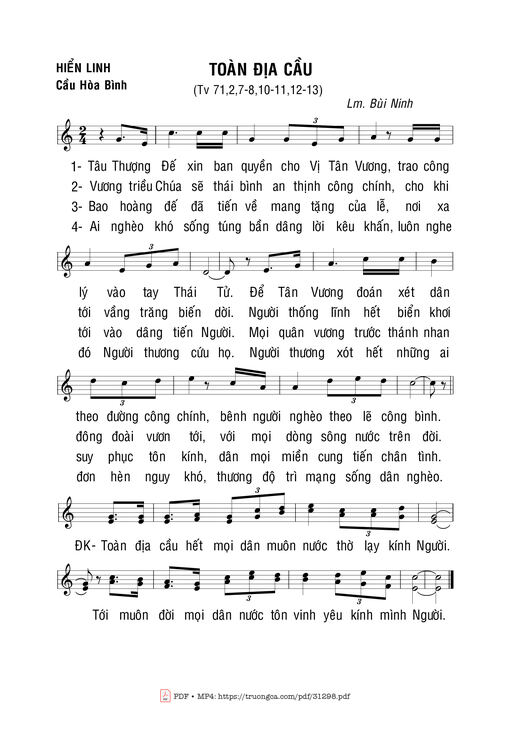 Sheet nhạc PDF bài Toàn Địa Cầu
