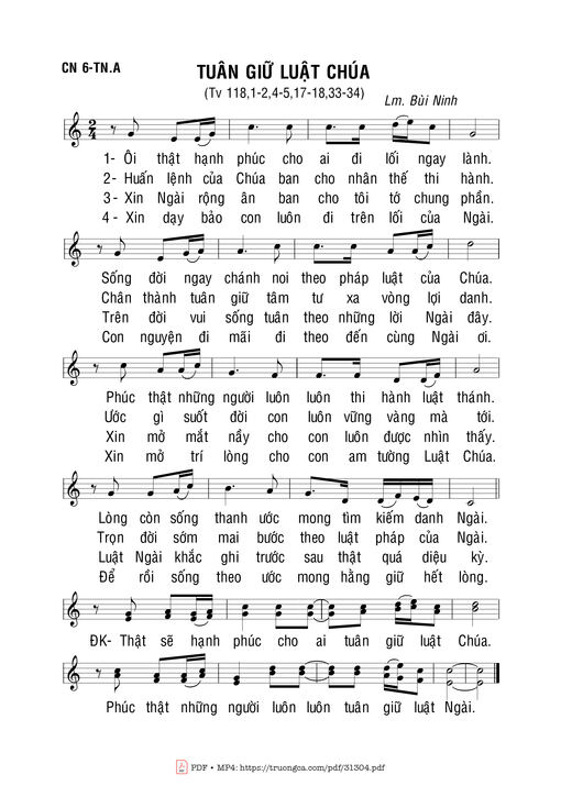 Sheet nhạc PDF bài Tuân Giữ Luật Chúa