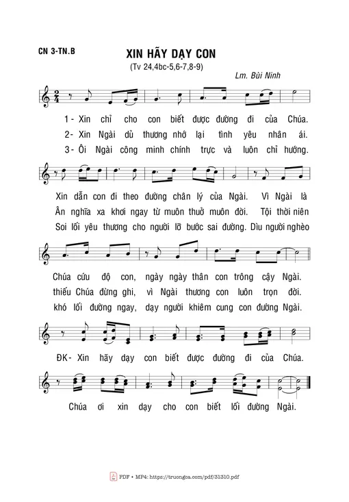 Sheet nhạc PDF bài Xin Hãy Dạy Con