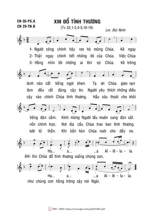 Sheet nhạc PDF bài Xin Đổ Tình Thương