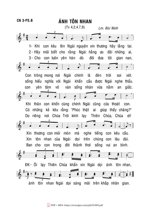 Sheet nhạc PDF bài Ánh Tôn Nhan - Bùi Ninh