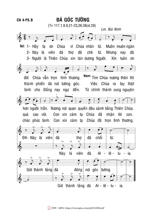 Sheet nhạc PDF bài Đá Góc Tường