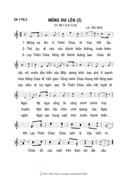 Sheet nhạc PDF bài Mừng Vui Lên (2)