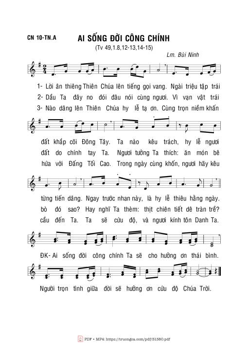 Sheet nhạc PDF bài Ai Sống Đời Công Chính