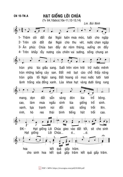 Sheet nhạc PDF bài Hạt Giống Lời Chúa