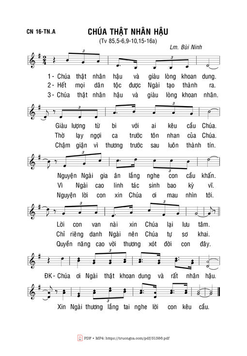 Sheet nhạc PDF bài Chúa Thật Nhân Hậu