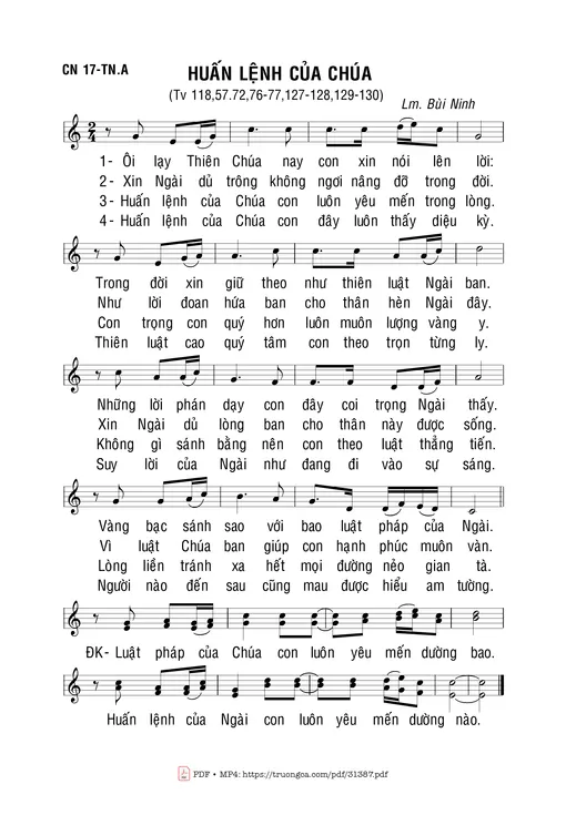 Sheet nhạc PDF bài Huấn Lệnh Của Chúa