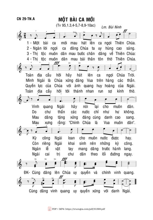 Sheet nhạc PDF bài Một Bài Ca Mới