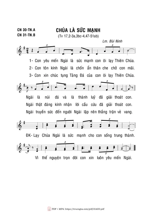 Sheet nhạc PDF bài Chúa Là Sức Mạnh