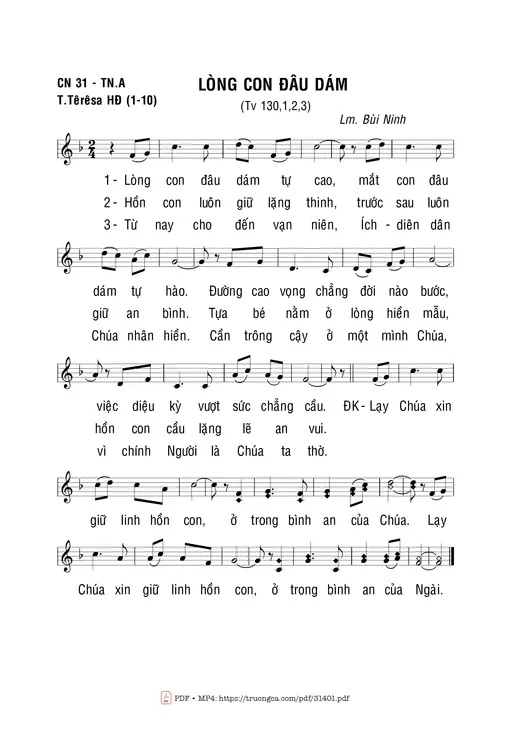 Sheet nhạc PDF bài Lòng Con Đâu Dám