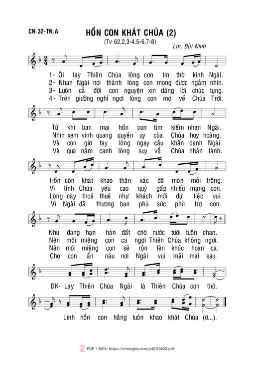 Sheet nhạc PDF bài Hồn Con Khát Chúa (2)