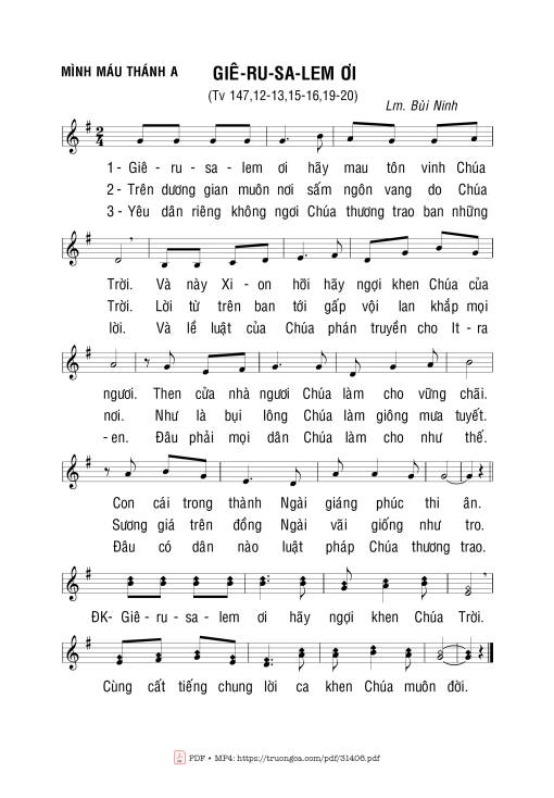 Sheet nhạc PDF bài Giê-Ru-Sa-Lem Ơi!