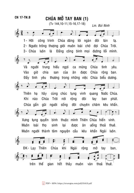 Sheet nhạc PDF bài Chúa Mở Tay Ban (1)