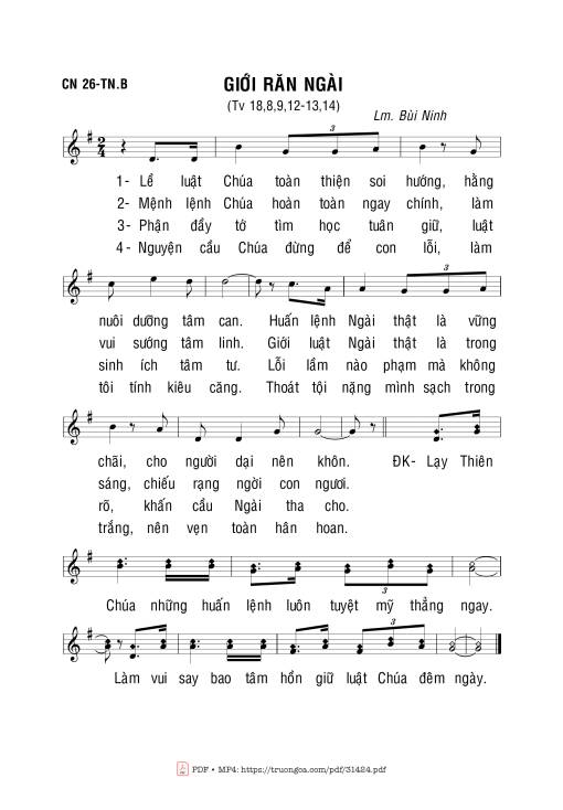Sheet nhạc PDF bài Giới Răn Ngài