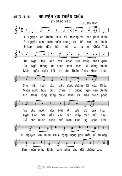 Sheet nhạc PDF bài Thánh Vịnh 66, Nguyện Xin Thiên Chúa