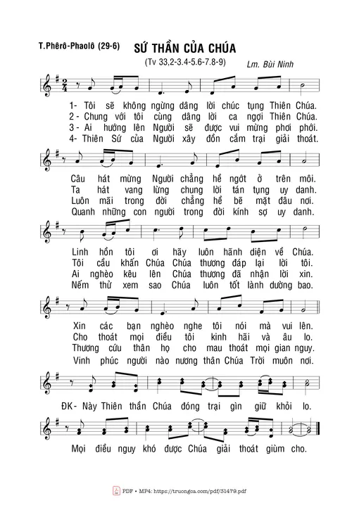 Sheet nhạc PDF bài Thánh Vịnh 33, Sứ Thần Của Chúa