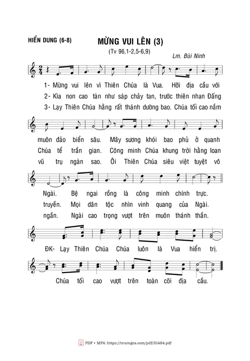 Sheet nhạc PDF bài Thánh Vịnh 96, Mừng Vui Lên 3