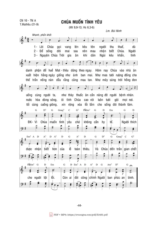 Sheet nhạc PDF bài Chúa Muốn Tình Yêu