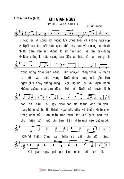 Sheet nhạc PDF bài Thánh Vịnh 90, Khi Gian Nguy