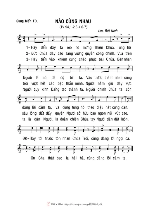 Sheet nhạc PDF bài Thánh Vịnh 94, Nào Cùng Nhau