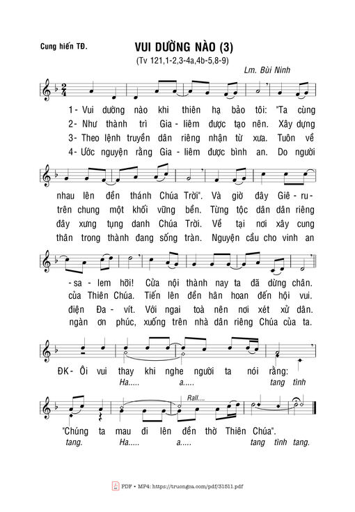Sheet nhạc PDF bài Thánh Vịnh 121, Vui Dường Nào (3