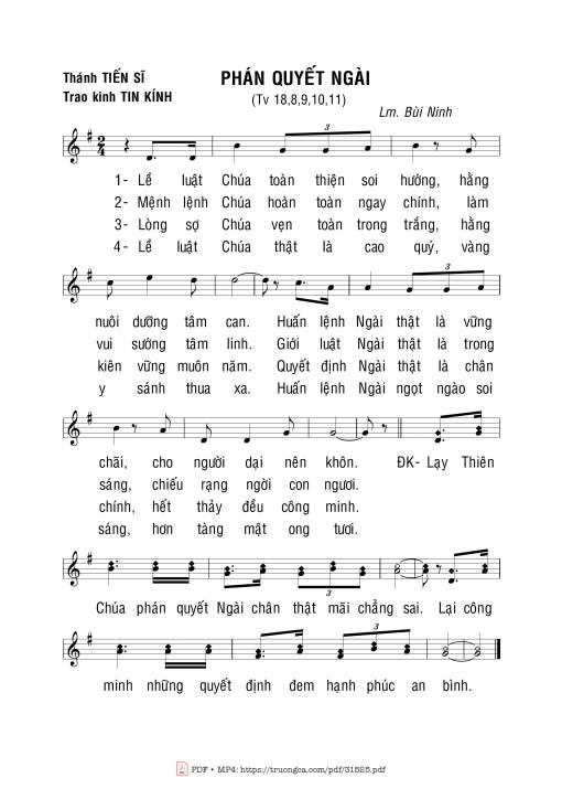 Sheet nhạc PDF bài Thánh Vịnh 18, Phán Quyết Ngài