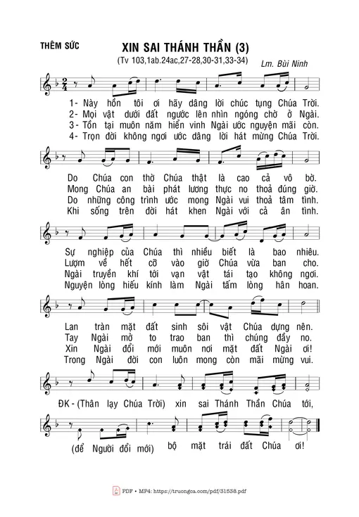Sheet nhạc PDF bài Thánh Vịnh 103, Xin Sai Thánh Thần (3