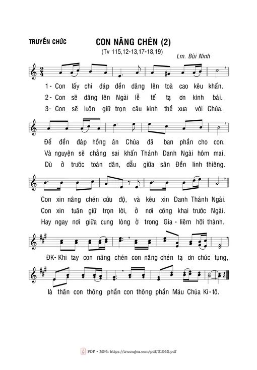 Sheet nhạc PDF bài Thánh Vịnh 115, Con Nâng Chén (2