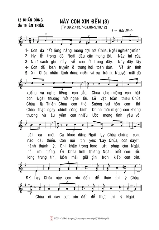 Sheet nhạc PDF bài Thánh Vịnh 39, Này Con Xin Đến (3