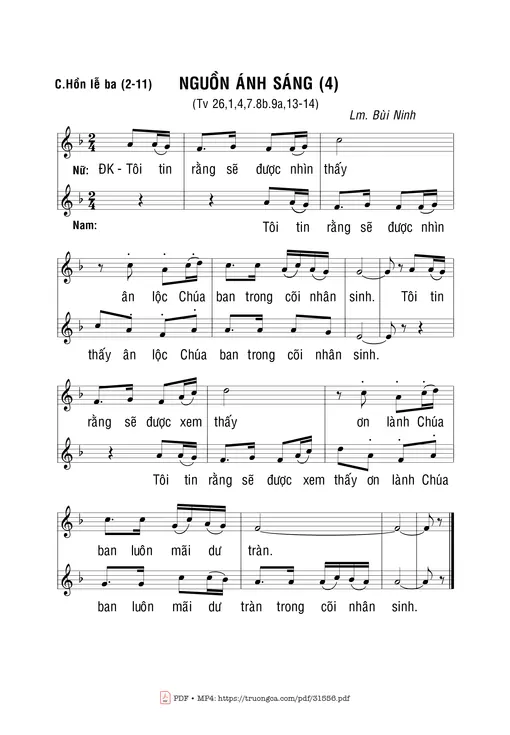 Sheet nhạc PDF bài Thánh Vịnh 26, Nguồn Ánh Sáng (4
