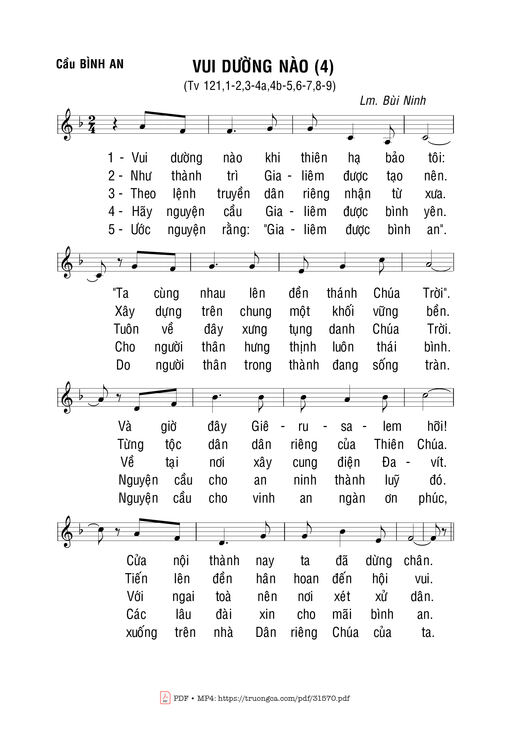 Sheet nhạc PDF bài Thánh Vịnh 121, Vui Dường Nào (4