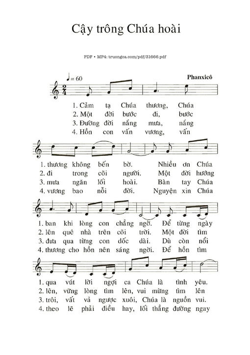 Sheet nhạc PDF bài Cậy Trông Chúa Hoài