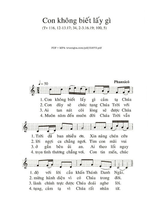 Sheet nhạc PDF bài Con Không Biết Lấy Gì
