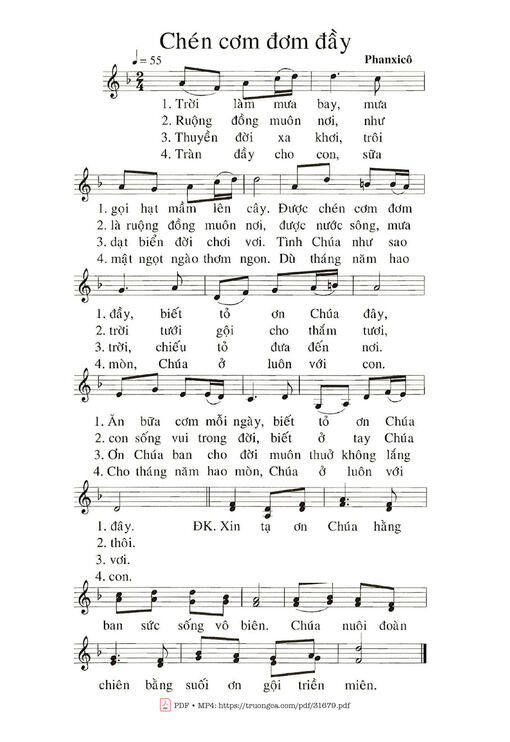 Sheet nhạc PDF bài Chén Cơm Đơm Đầy