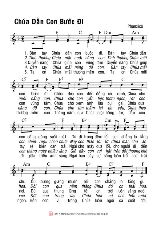 Sheet nhạc PDF bài Chúa Dân Con Bước Đi