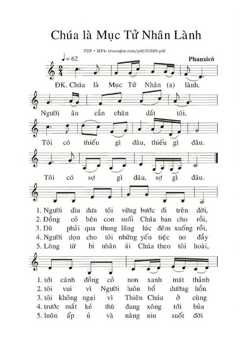 Sheet nhạc PDF bài Chúa Là Mục Tử Nhân Lành