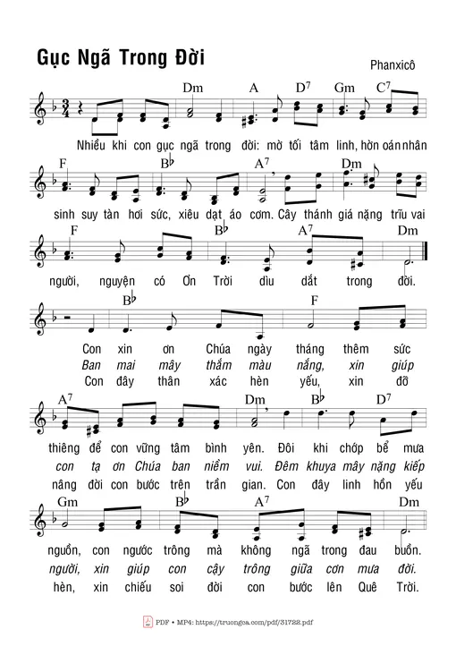 Sheet nhạc PDF bài Gục Ngã Trong Đời