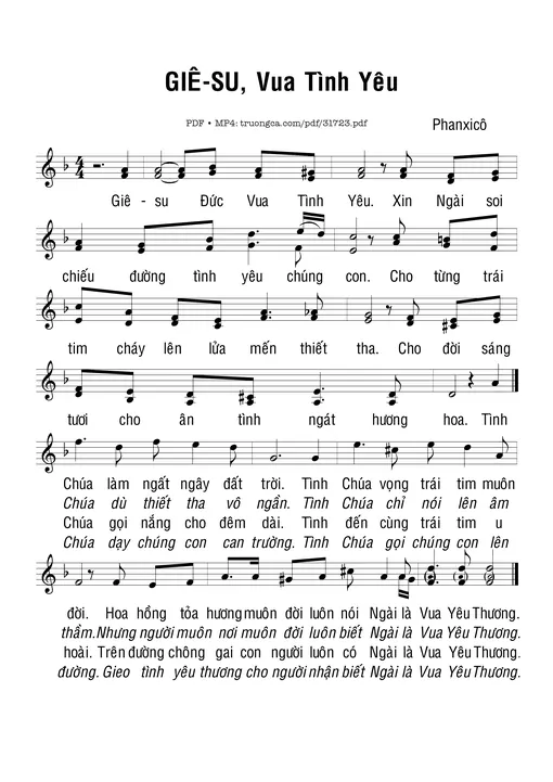 Sheet nhạc PDF bài Giêsu Vua Tình Yêu