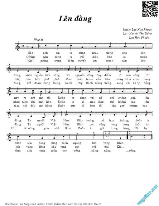 Sheet nhạc PDF bài Lên đàng - Lưu Hữu Phước