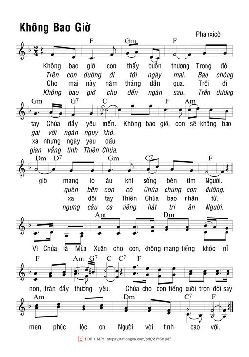 Sheet nhạc PDF bài Không Bao Giờ
