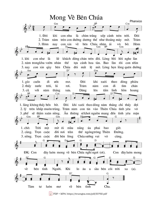 Sheet nhạc PDF bài Mong Về Bên Chúa