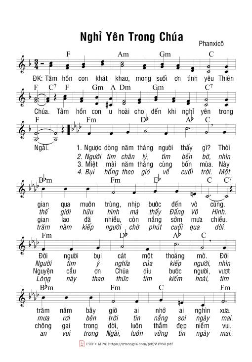 Sheet nhạc PDF bài Nghỉ Yên Trong Chúa