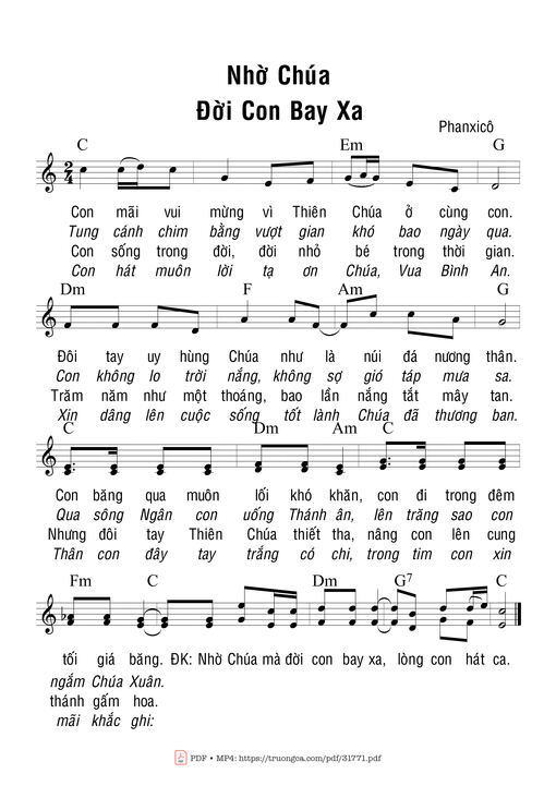 Nhờ Chúa Đời Con Bay Xa