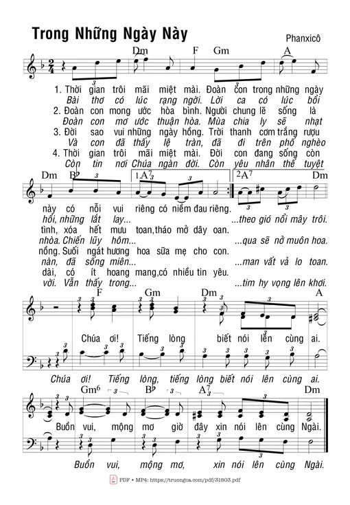 Sheet nhạc PDF bài Trong Những Ngày Này